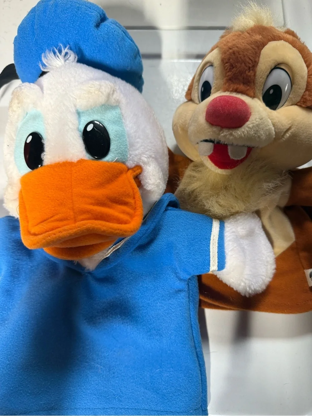 Vintage Disney Donald Duck & Dale Hand Puppets Lot 1990s Mattel Applause